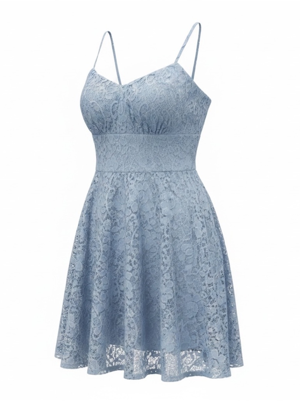 City Triangles Light Blue Lace Fit & Flare Mini Dress